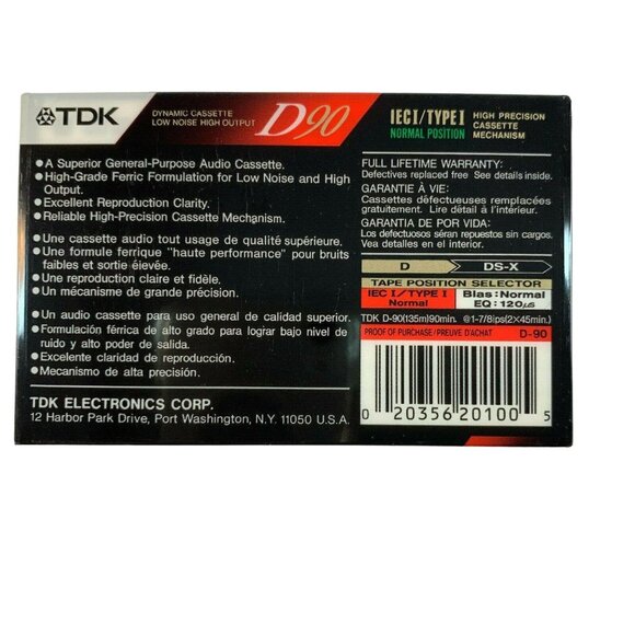 TDK D90 Low Noise High Output IECI/Type I Cassette Tape Blank Lot of 3 Japan - Picture 8 of 8